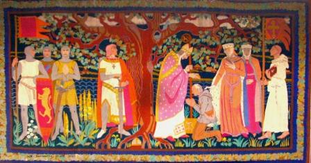 Wandteppich mit einem Motiv  zur Christianisierung in der Zeit von Heinrich dem Löwen
