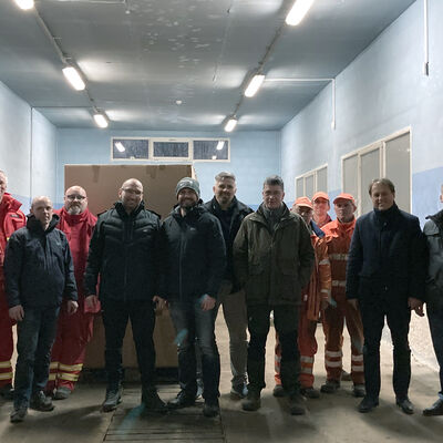 Ankunft in Slupsk-Kreis lieferte mit Unterstützung von DLRG und AWSH Hilfsgüter nach Polen